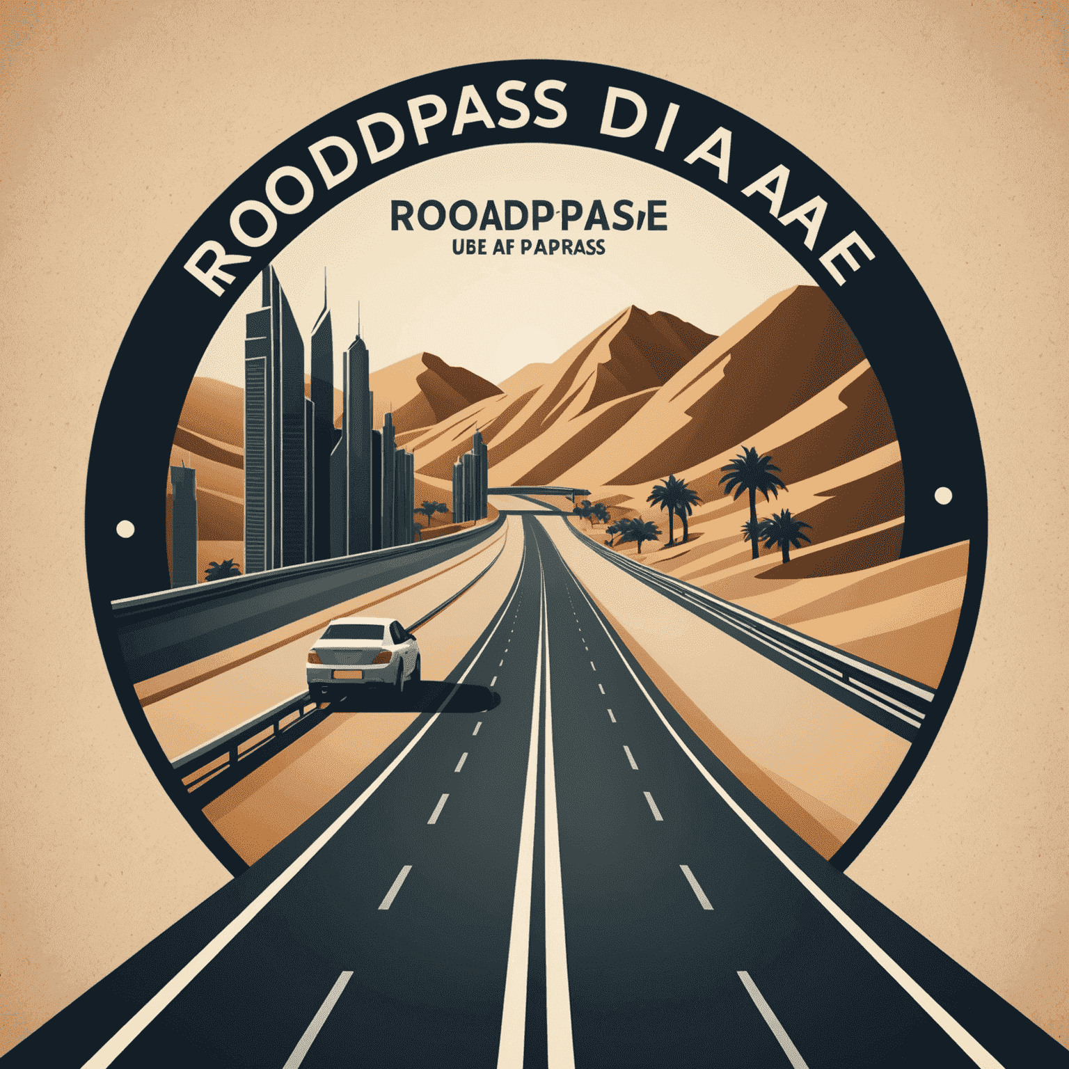 RoadPass UAE logo - A stylized road with a passing car and the text 'RoadPass UAE'