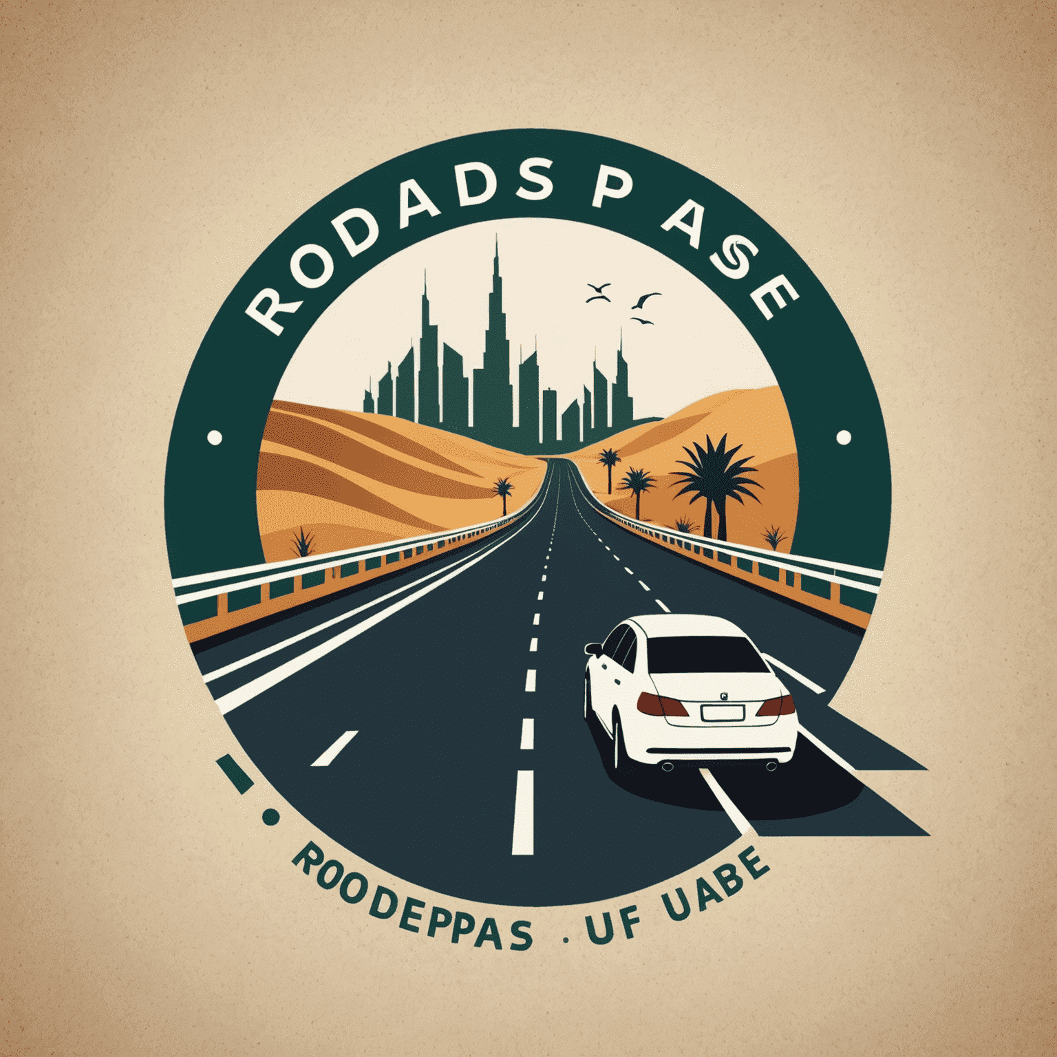 RoadPass UAE logo - A stylized road with a passing car and the text 'RoadPass UAE'