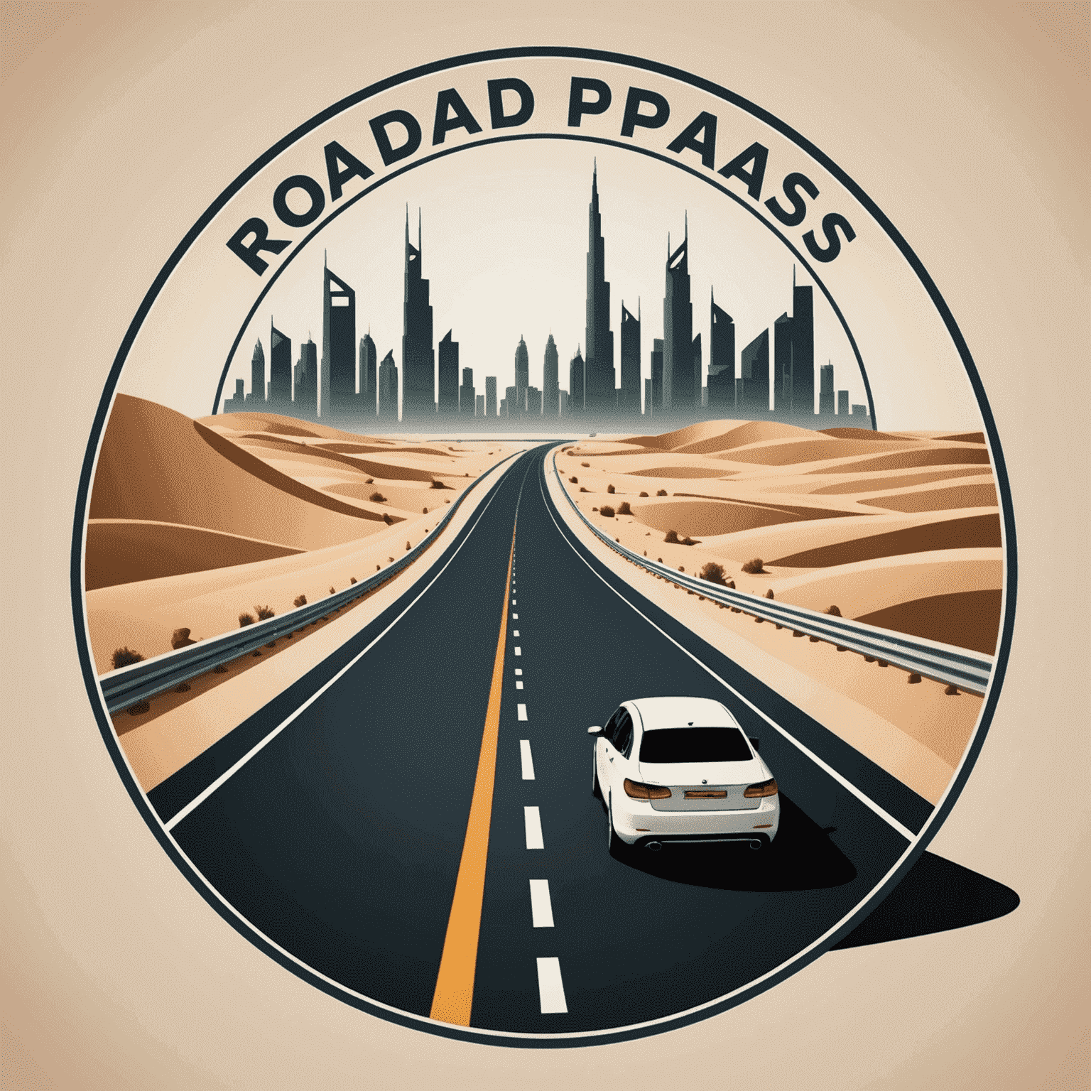 RoadPass UAE logo - A stylized road with a passing car and the text 'RoadPass UAE'